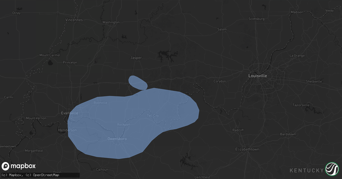 Hail map in Branchville, IN on August 16, 2026