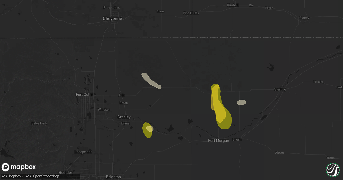 Hail map in Briggsdale, CO on August 16, 2026