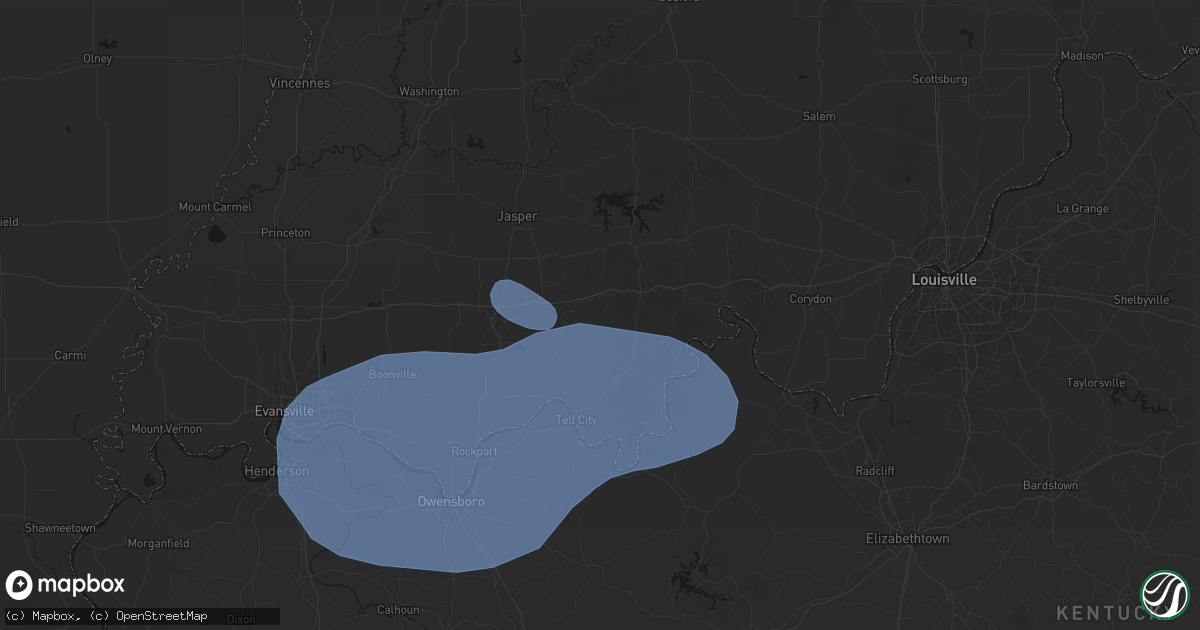 Hail map in Bristow, IN on August 16, 2026