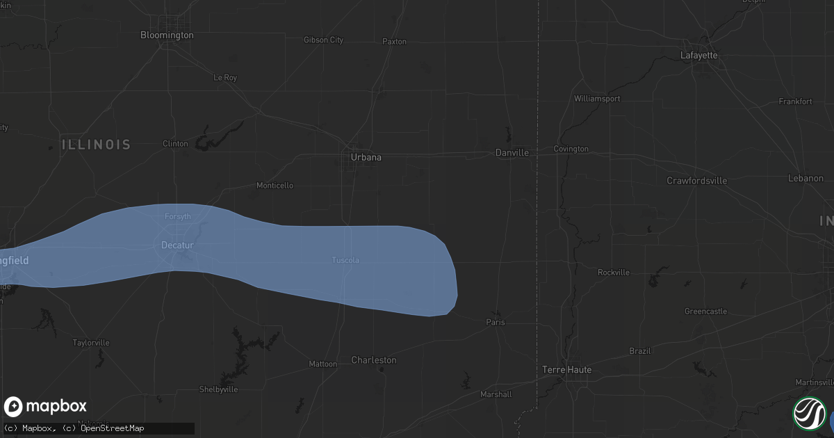 Hail map in Broadlands, IL on August 16, 2026