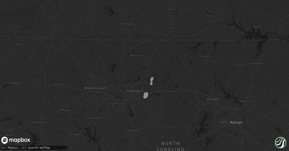 Hail map in Browns Summit, NC on August 16, 2026