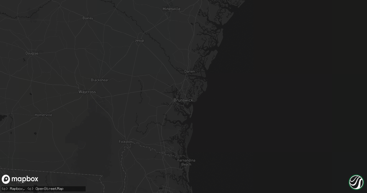 Hail map in Brunswick, GA on August 16, 2026