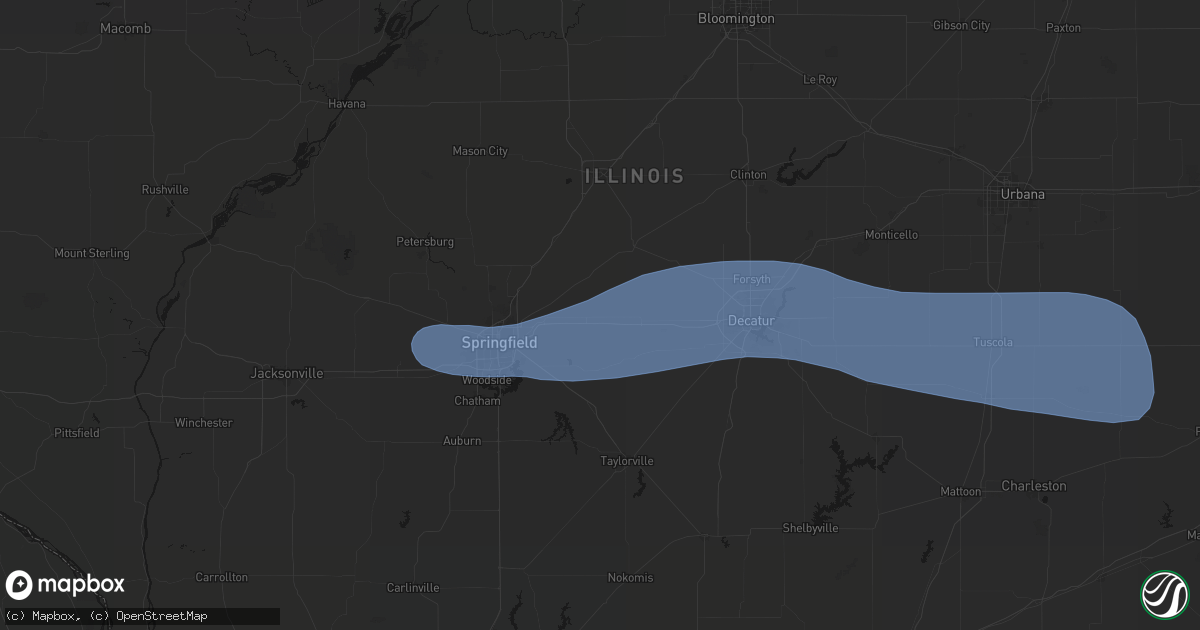 Hail map in Buffalo, IL on August 16, 2026