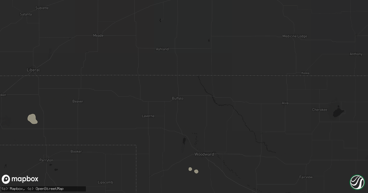 Hail map in Buffalo, OK on August 16, 2026