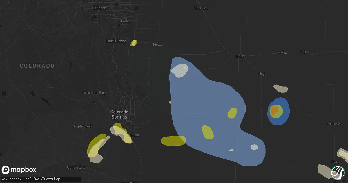 Hail map in Calhan, CO on August 16, 2026