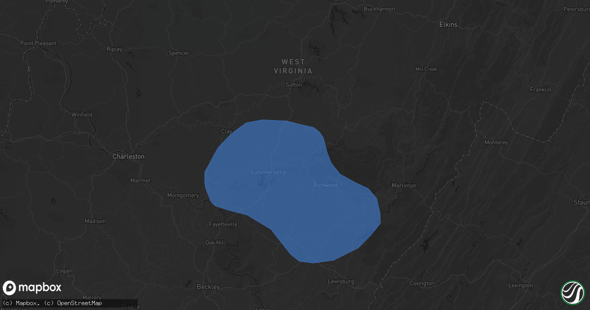 Hail map in Calvin, WV on August 16, 2026