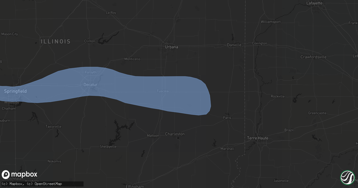 Hail map in Camargo, IL on August 16, 2026