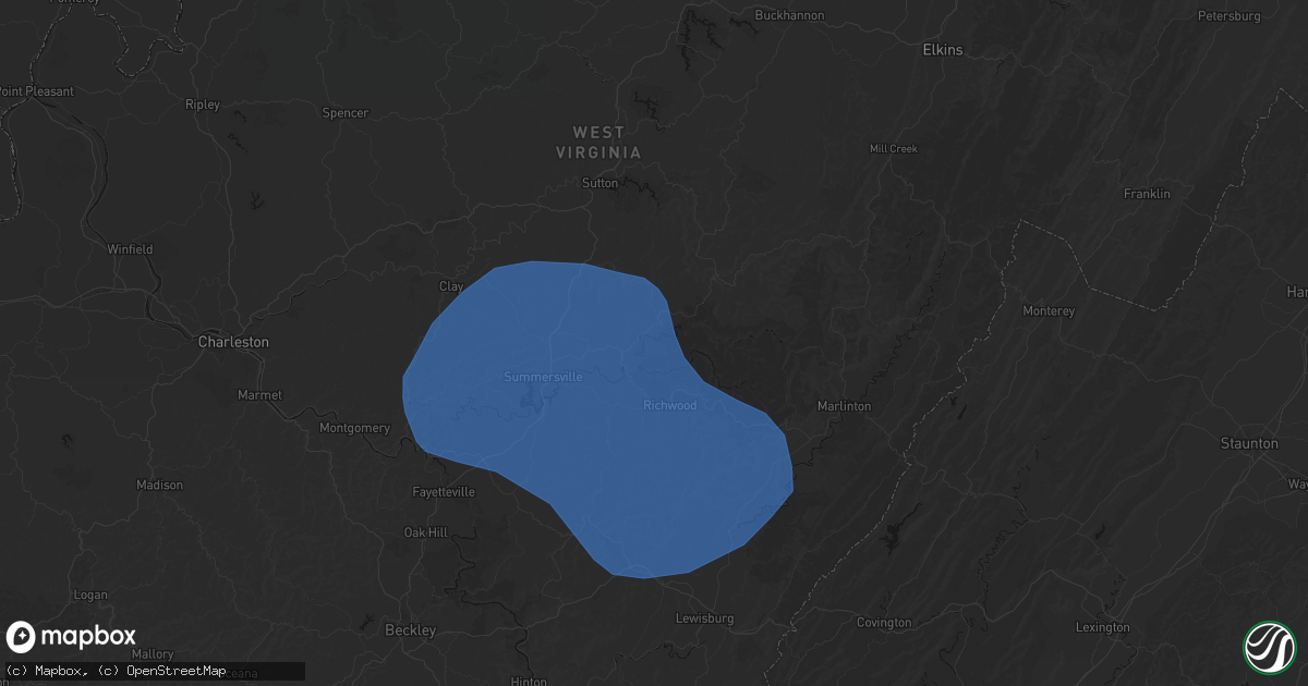 Hail map in Camden On Gauley, WV on August 16, 2026