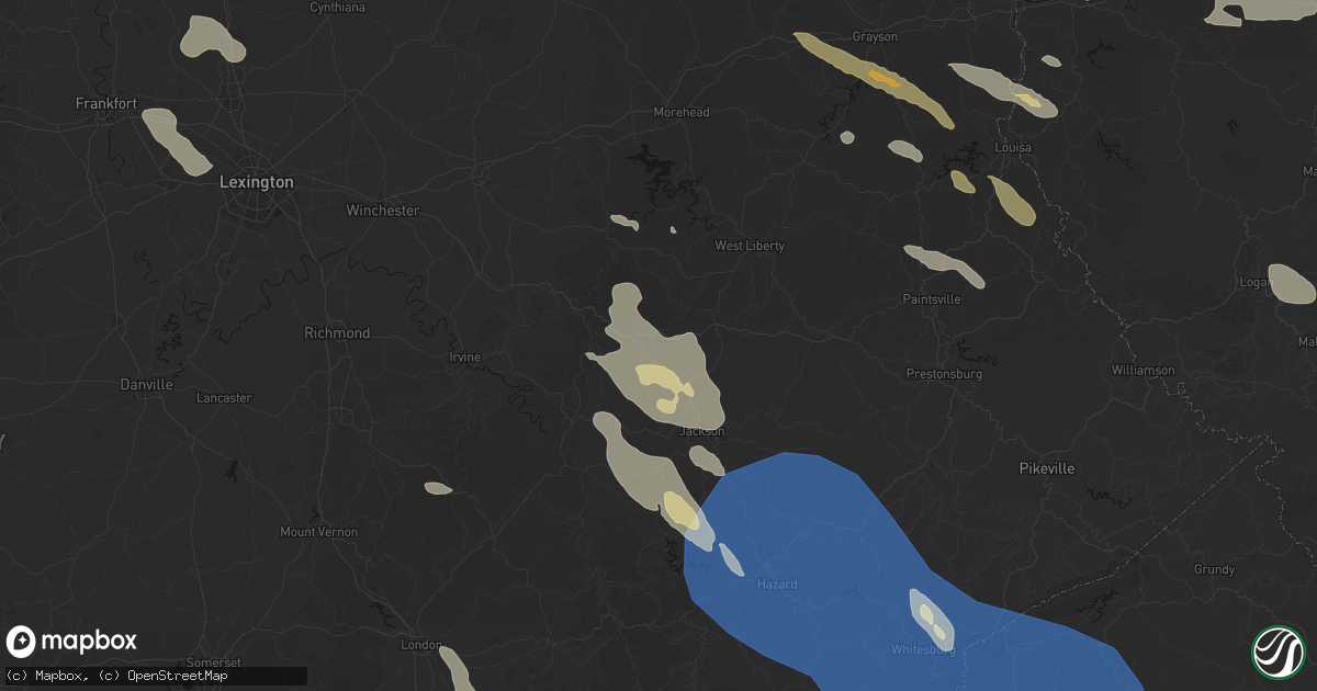Hail map in Campton, KY on August 16, 2026