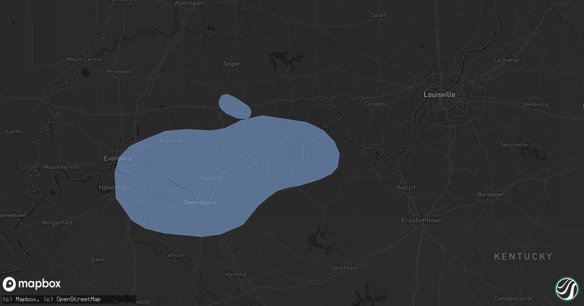 Hail map in Cannelton, IN on August 16, 2026