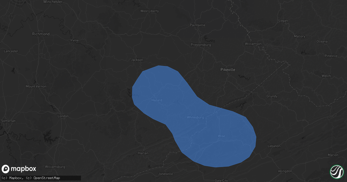 Hail map in Carrie, KY on August 16, 2026