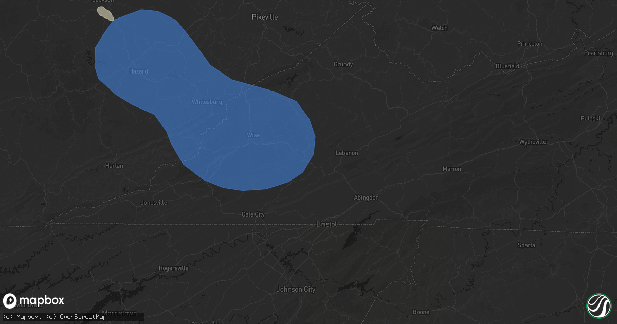 Hail map in Castlewood, VA on August 16, 2026