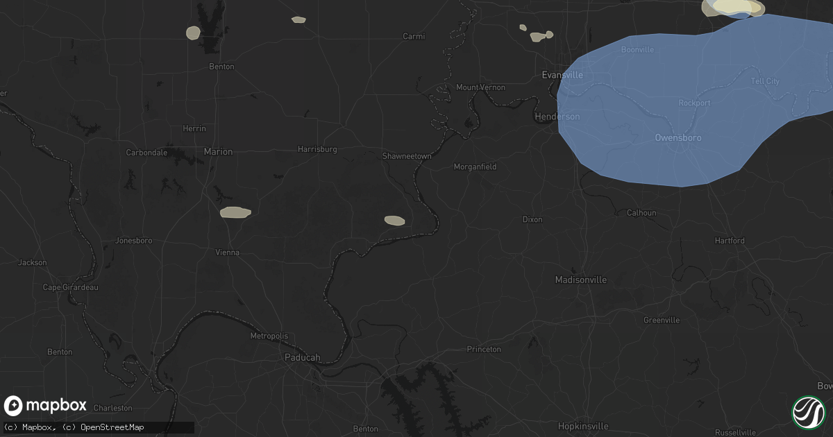 Hail map in Cave In Rock, IL on August 16, 2026
