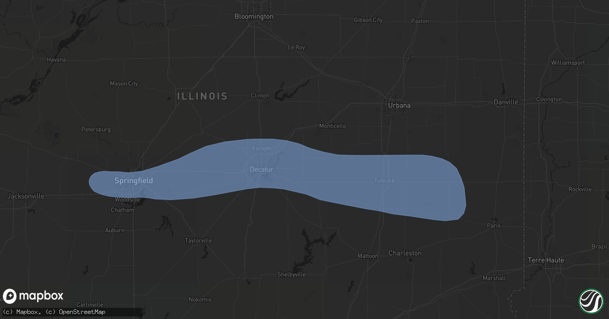 Hail map in Cerro Gordo, IL on August 16, 2026