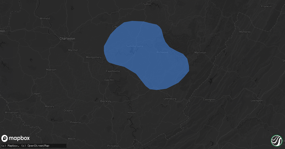 Hail map in Charmco, WV on August 16, 2026