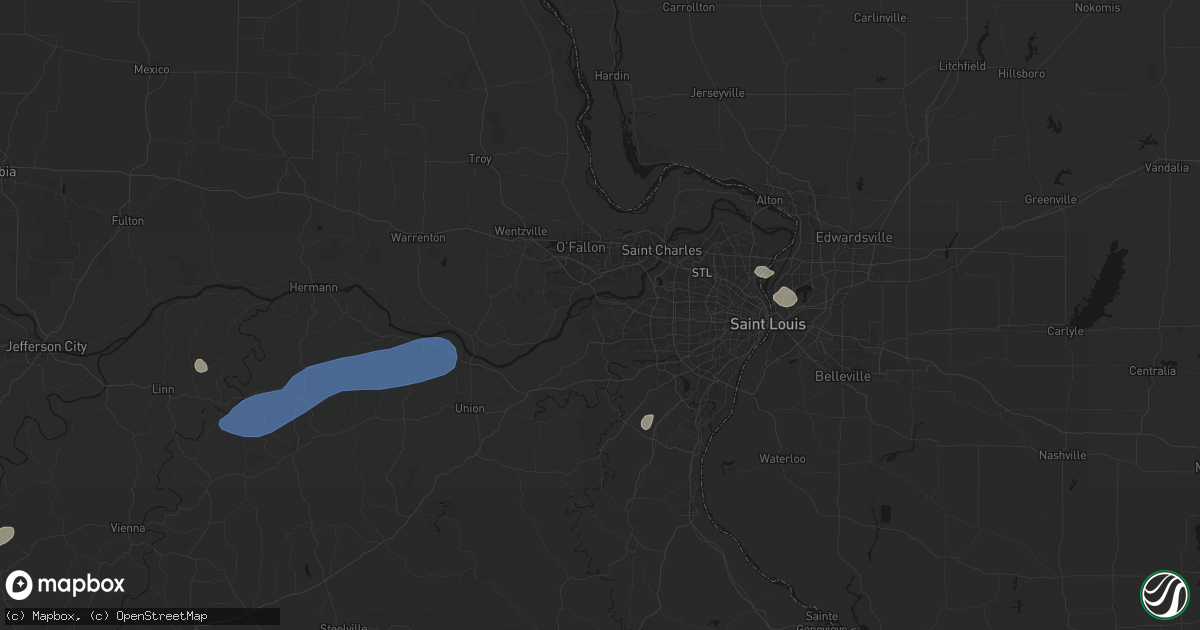Hail map in Chesterfield, MO on August 16, 2026