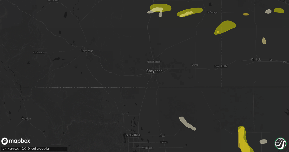 Hail map in Cheyenne, WY on August 16, 2026