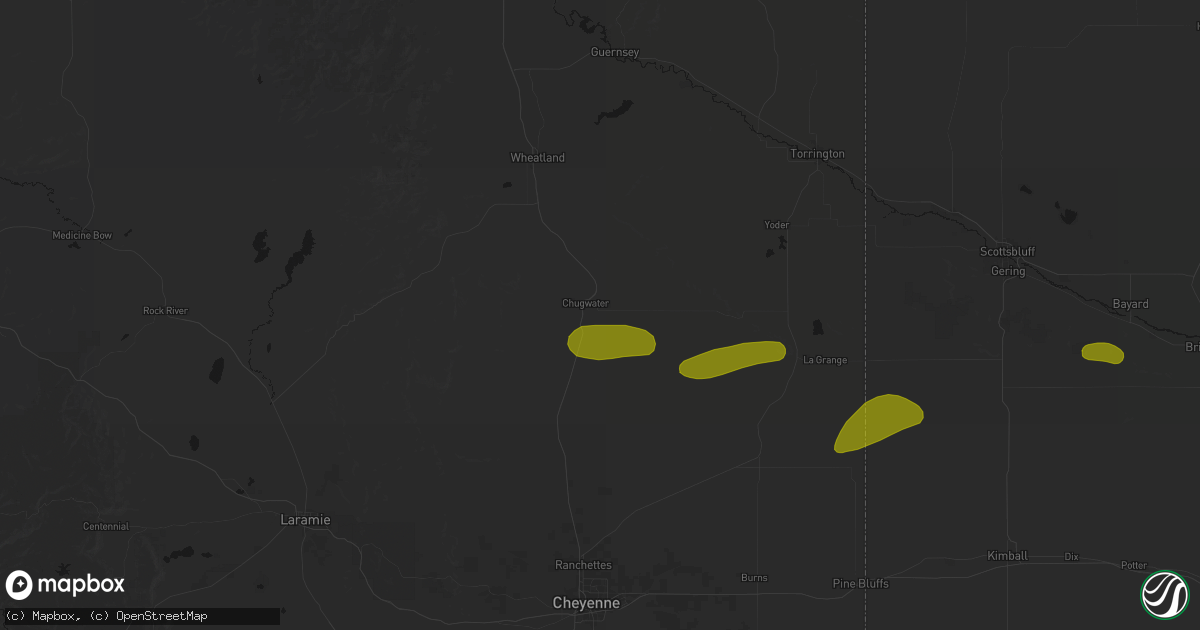 Hail map in Chugwater, WY on August 16, 2026