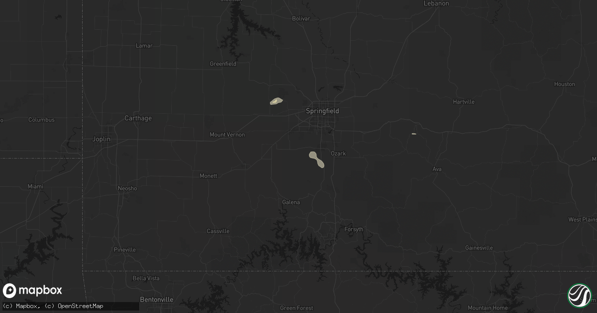 Hail map in Clever, MO on August 16, 2026