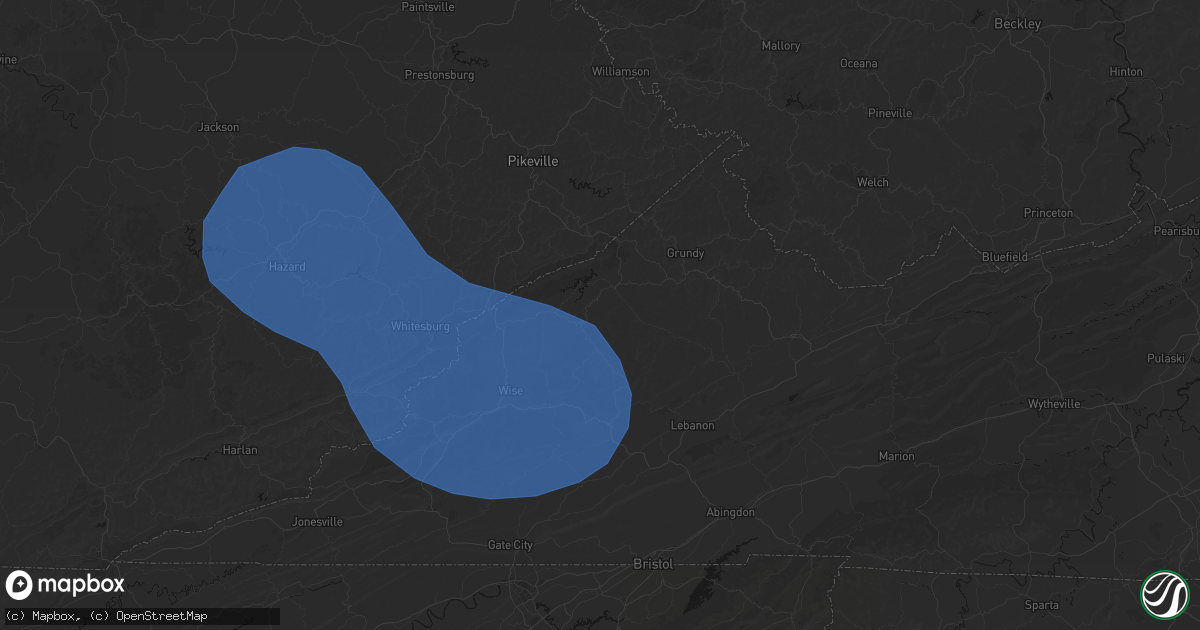 Hail map in Clinchco, VA on August 16, 2026