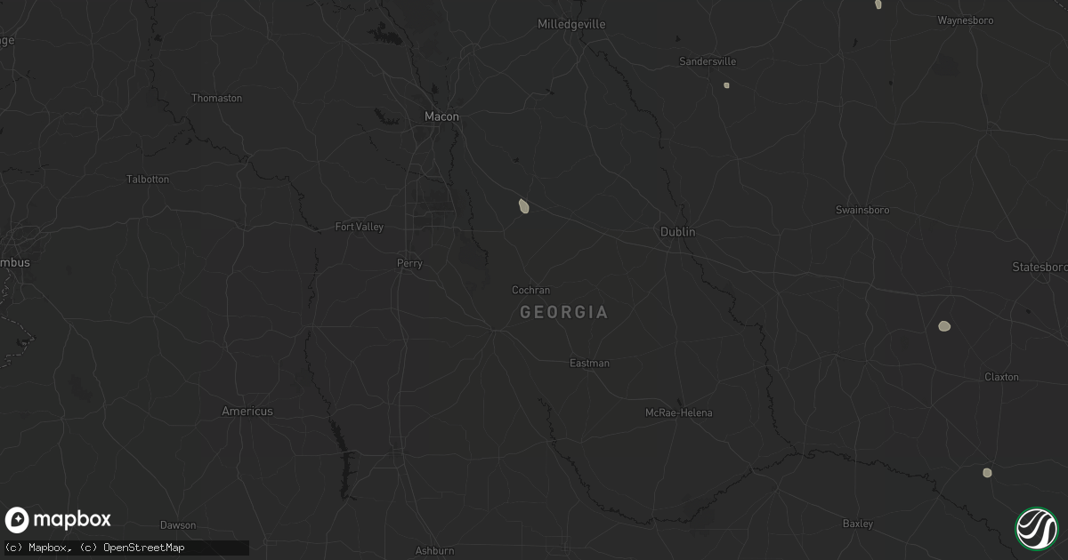 Hail map in Cochran, GA on August 16, 2026