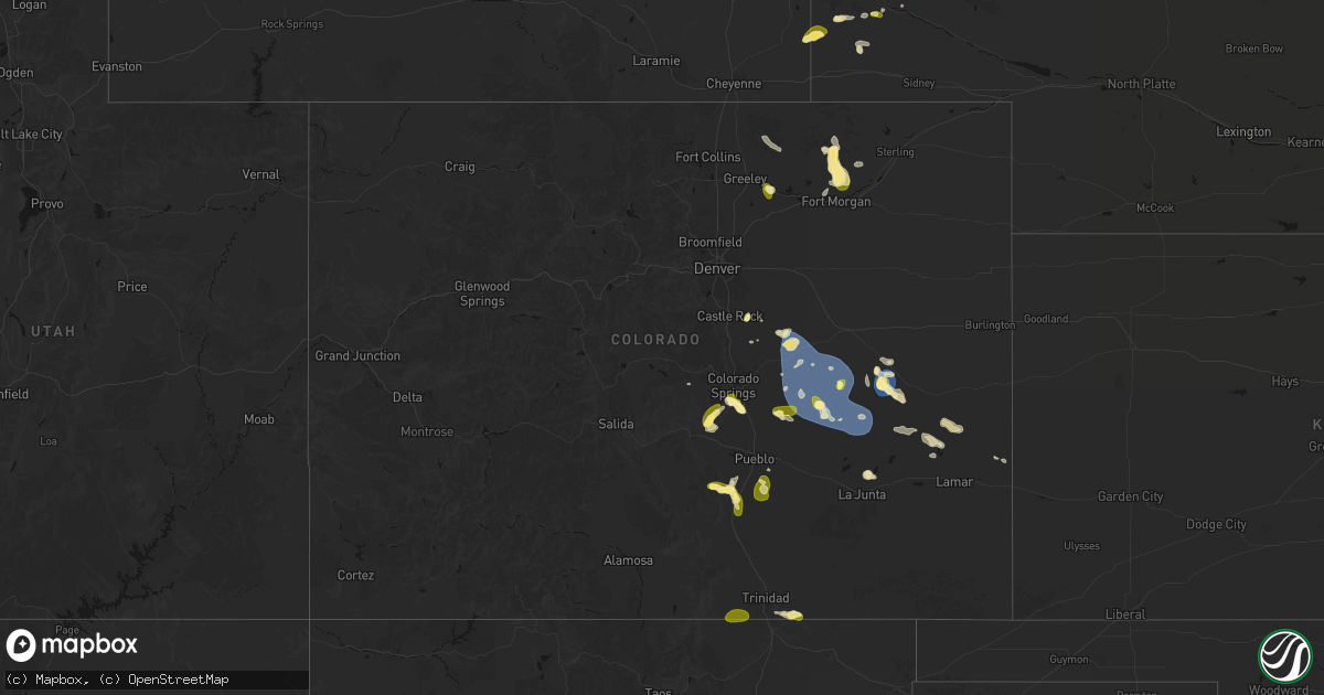Hail map in Colorado on August 16, 2026