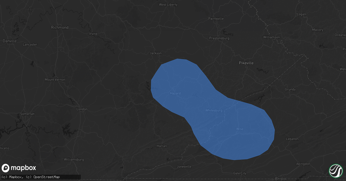 Hail map in Combs, KY on August 16, 2026
