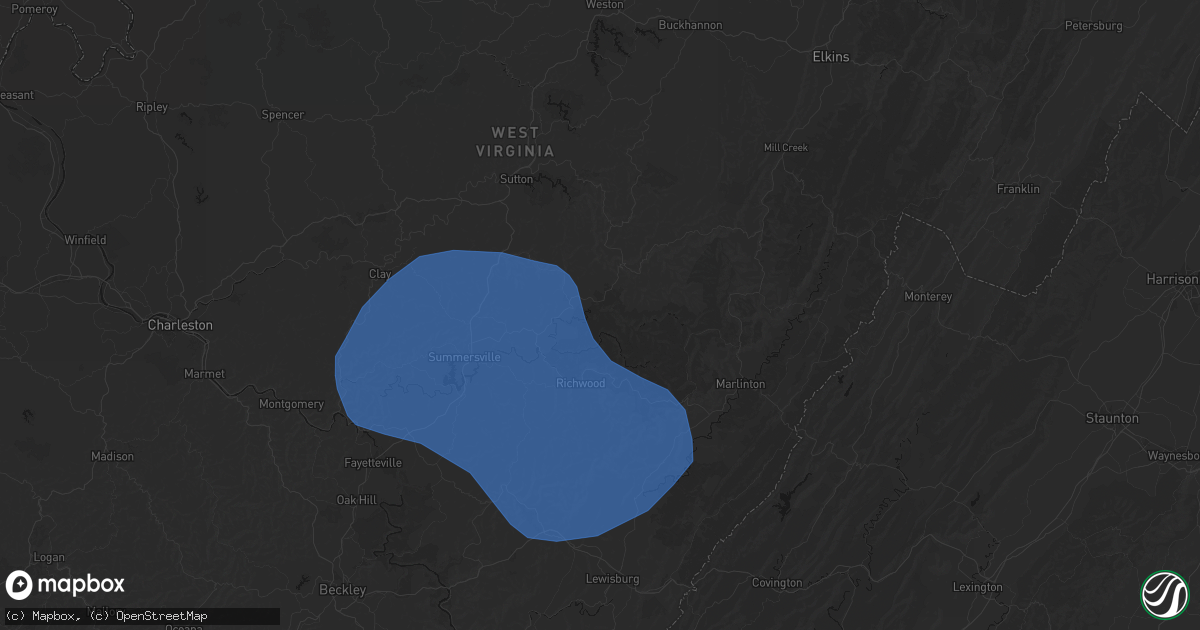 Hail map in Cowen, WV on August 16, 2026