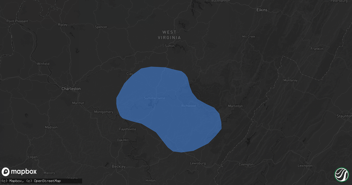 Hail map in Craigsville, WV on August 16, 2026