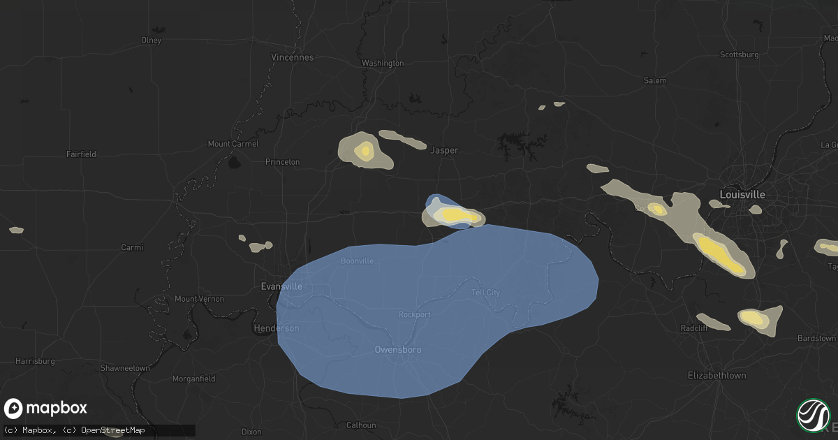Hail map in Dale, IN on August 16, 2026