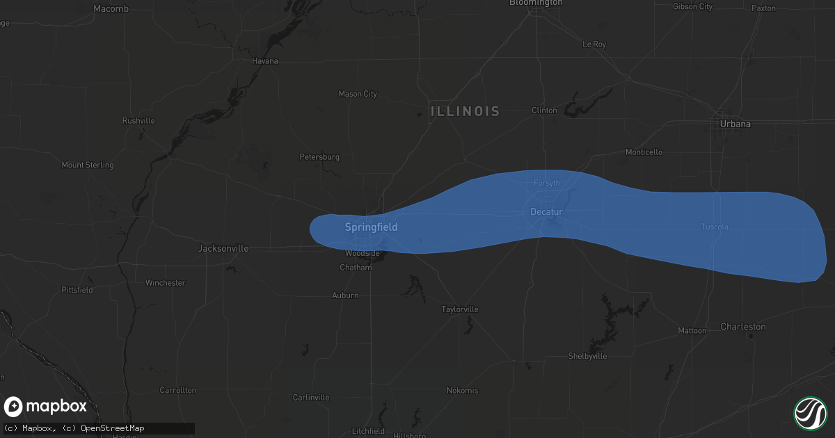 Hail map in Dawson, IL on August 16, 2026