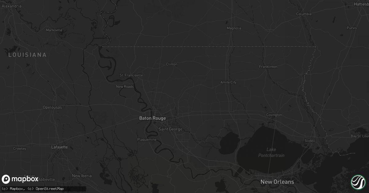 Hail map in Denham Springs, LA on August 16, 2026