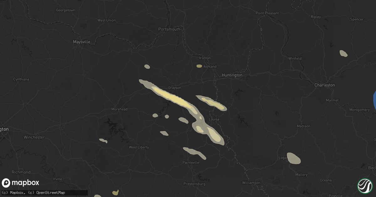 Hail map in Denton, KY on August 16, 2026