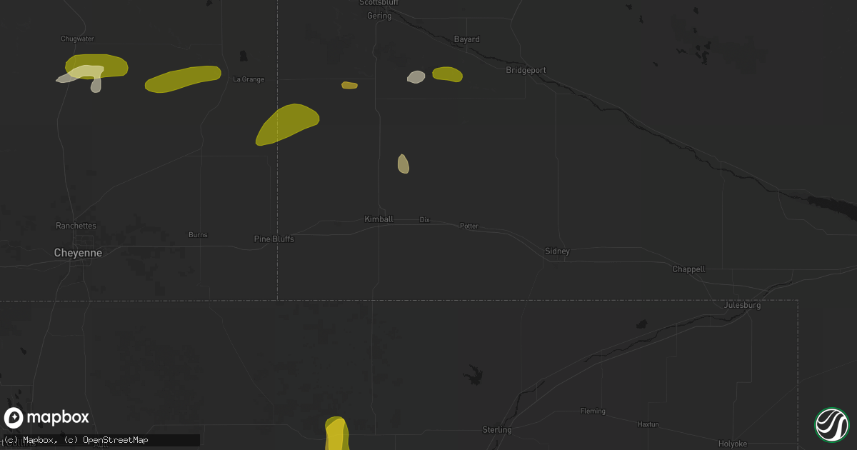 Hail map in Dix, NE on August 16, 2026