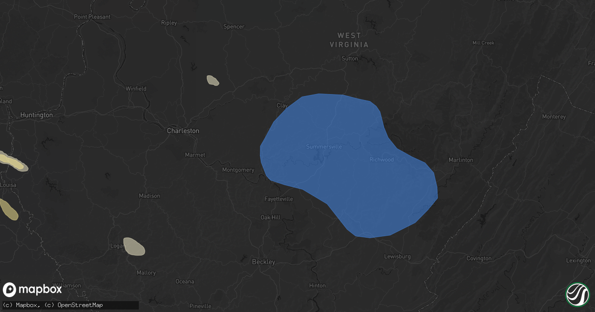 Hail map in Drennen, WV on August 16, 2026