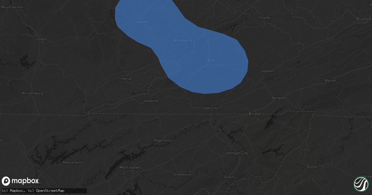 Hail map in Duffield, VA on August 16, 2026