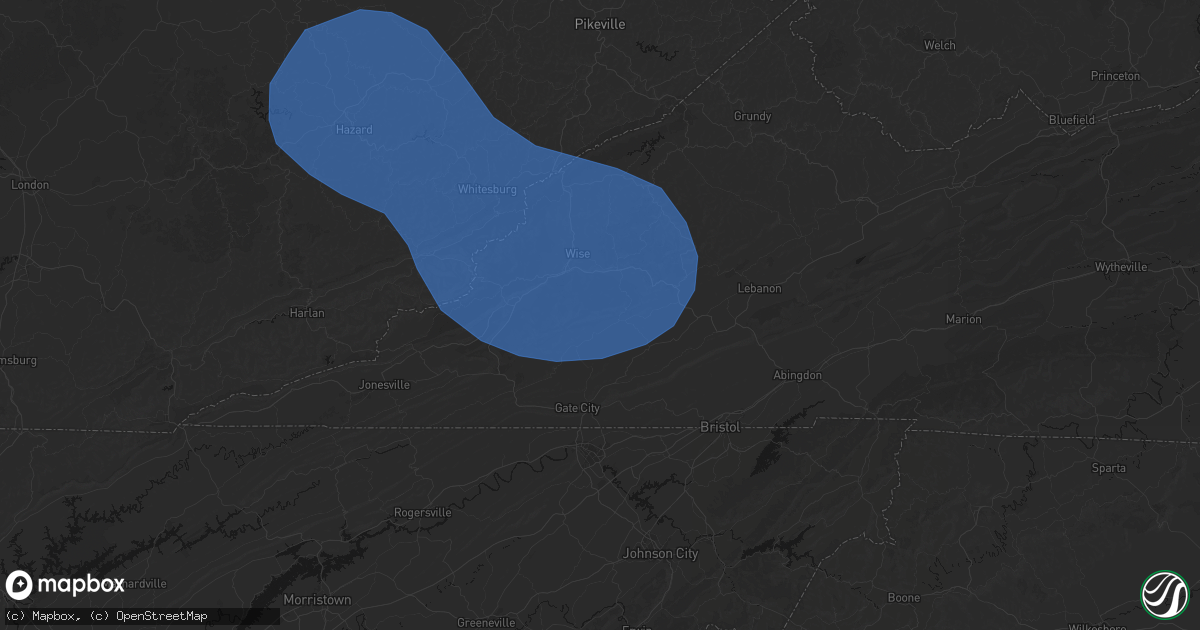 Hail map in Dungannon, VA on August 16, 2026