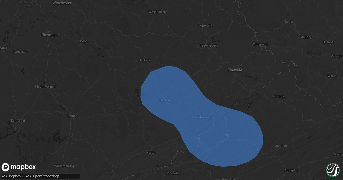 Hail map in Dwarf, KY on August 16, 2026