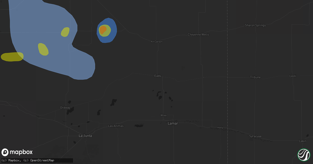 Hail map in Eads, CO on August 16, 2026