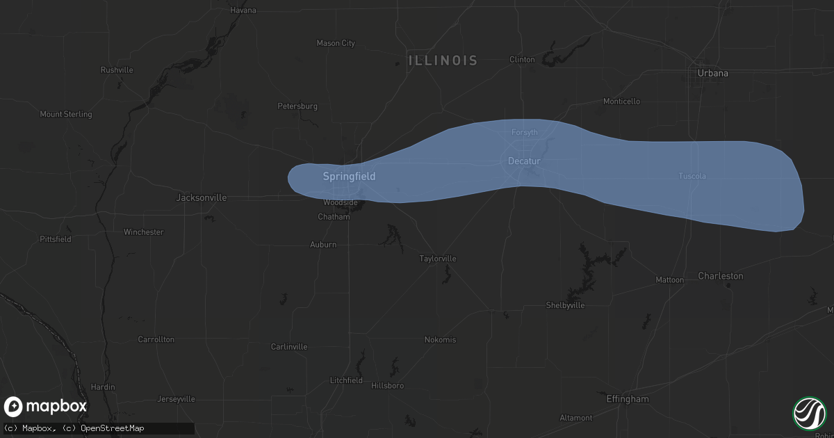 Hail map in Edinburg, IL on August 16, 2026