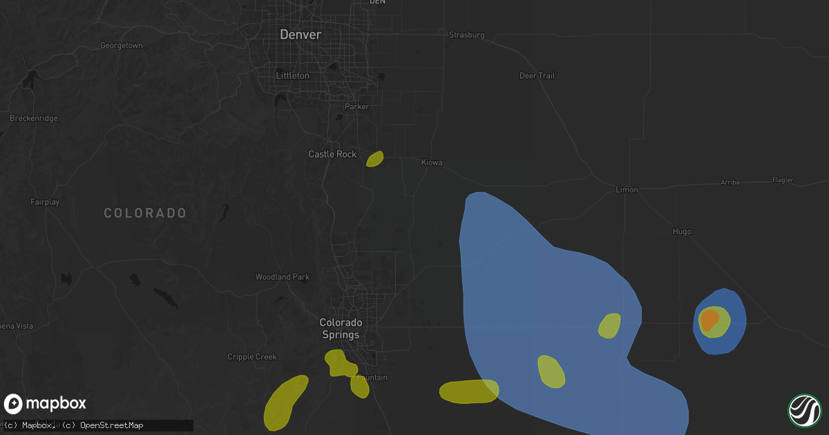 Hail map in Elbert, CO on August 16, 2026