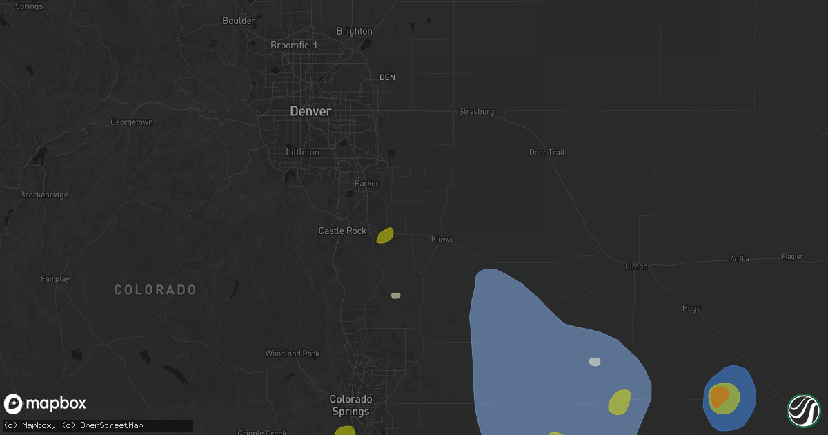 Hail map in Elizabeth, CO on August 16, 2026