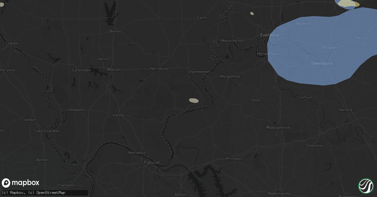 Hail map in Elizabethtown, IL on August 16, 2026