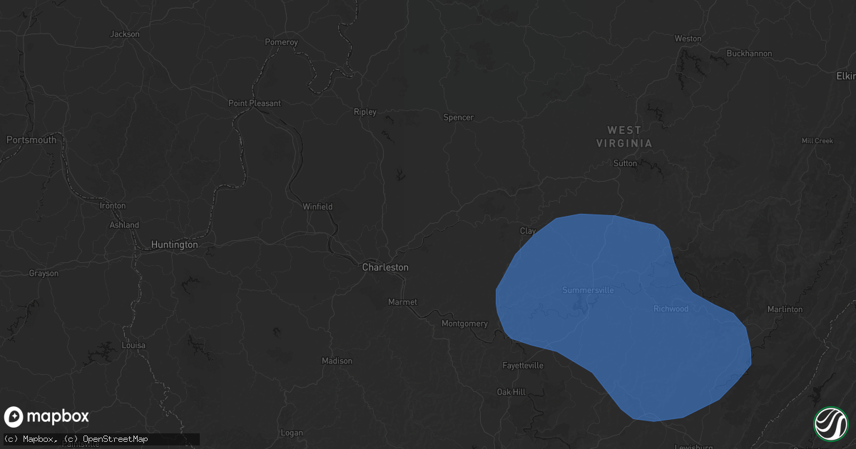 Hail map in Elkview, WV on August 16, 2026