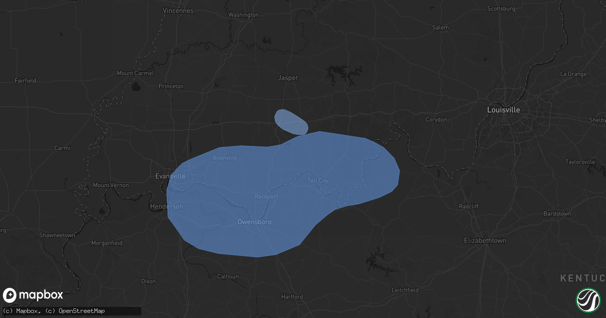 Hail map in Evanston, IN on August 16, 2026