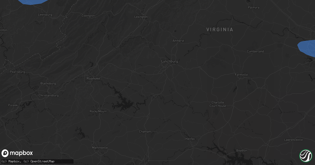 Hail map in Evington, VA on August 16, 2026