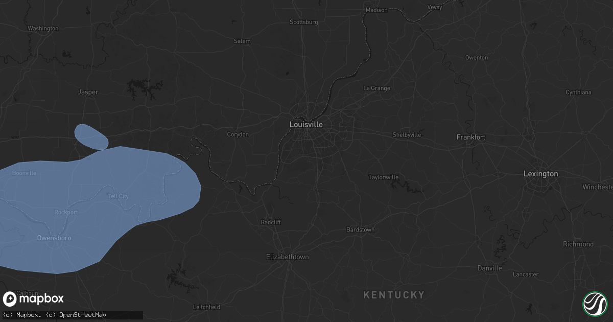 Hail map in Fairdale, KY on August 16, 2026