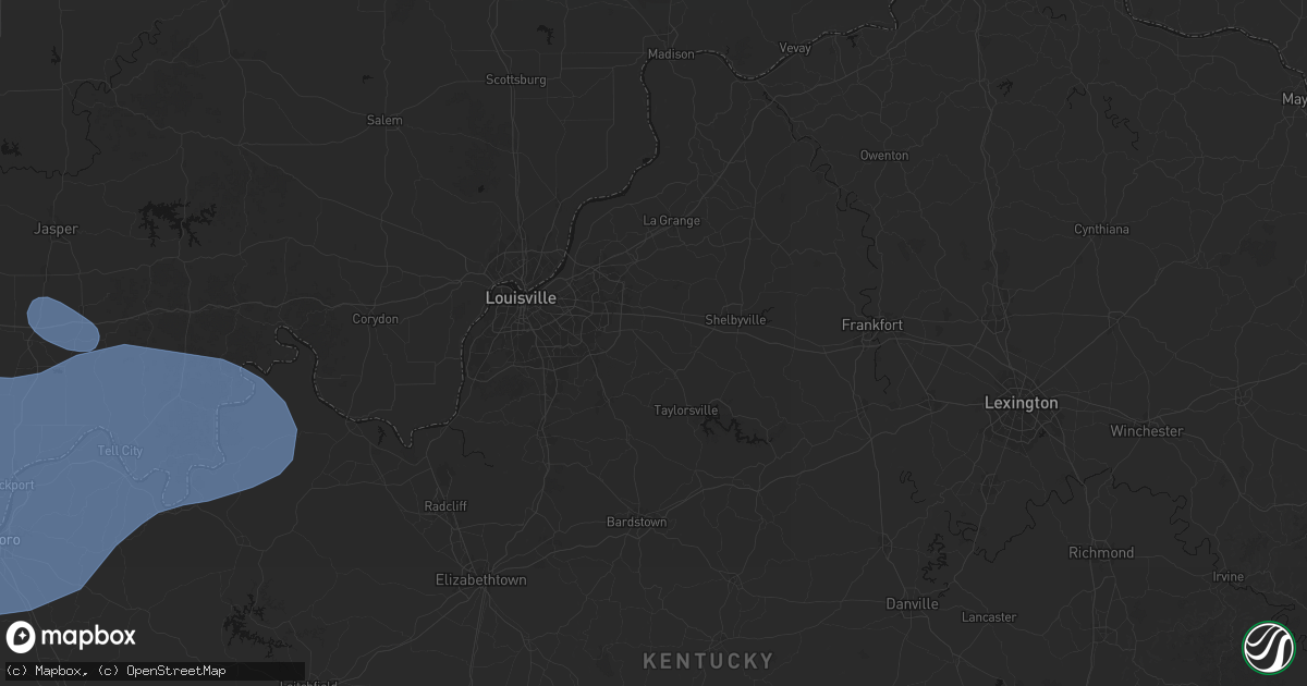 Hail map in Fisherville, KY on August 16, 2026