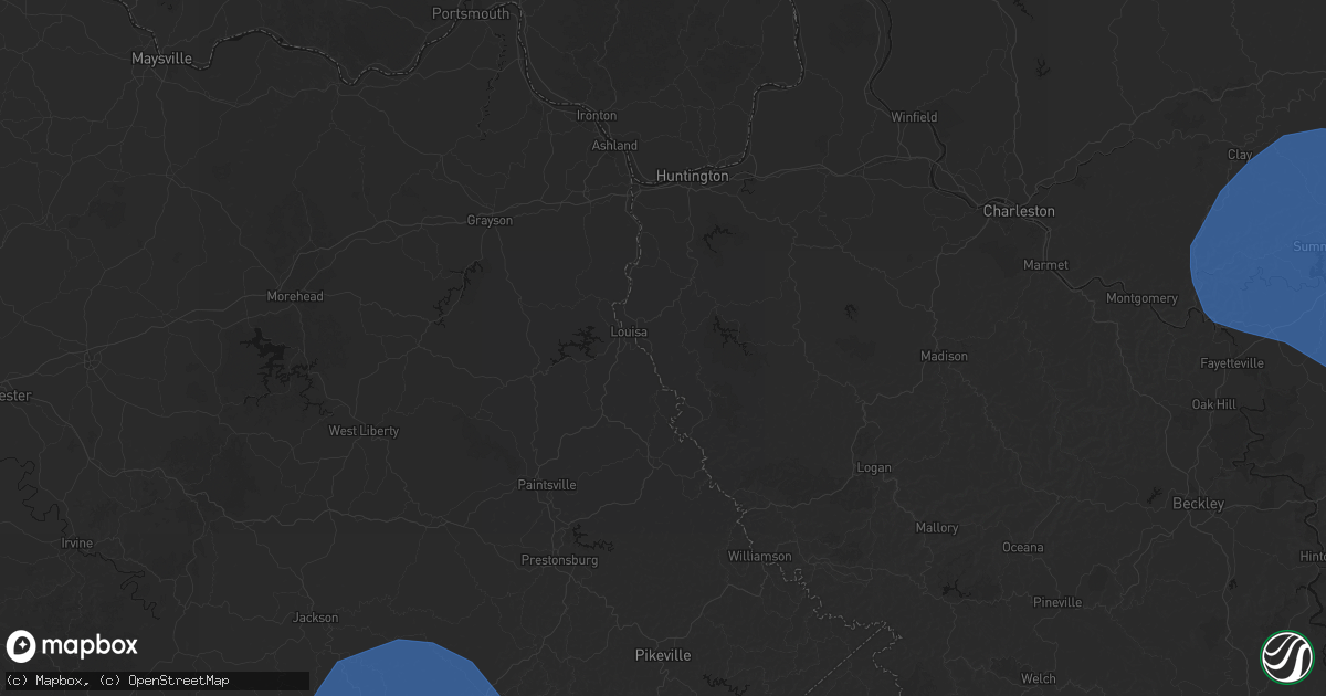 Hail map in Fort Gay, WV on August 16, 2026