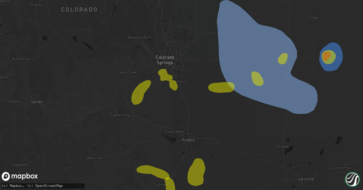 Hail map in Fountain, CO on August 16, 2026